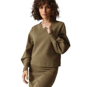 NWT SKFK Miren Green Ribbed Long Sleeve Crewneck Top